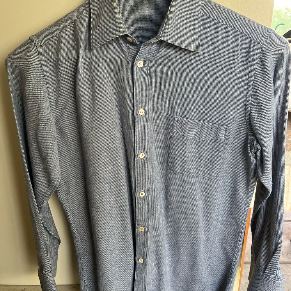 Aquascutum London Blue Striped Button-Up Shirt